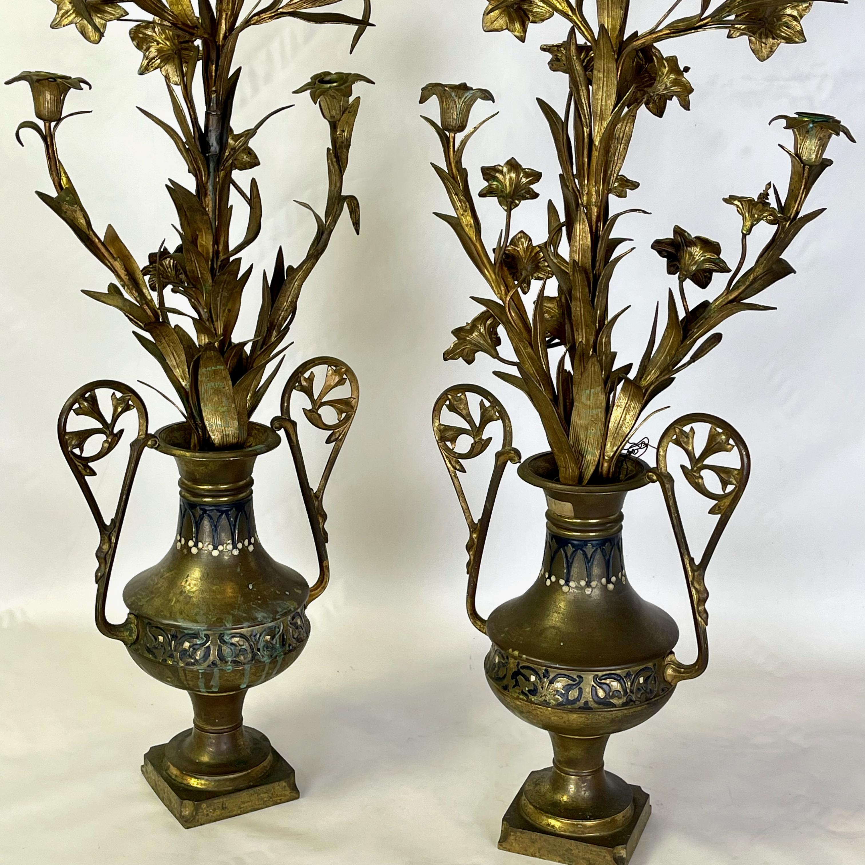 Large 19th Century French Gilt Tole Candelabra 2