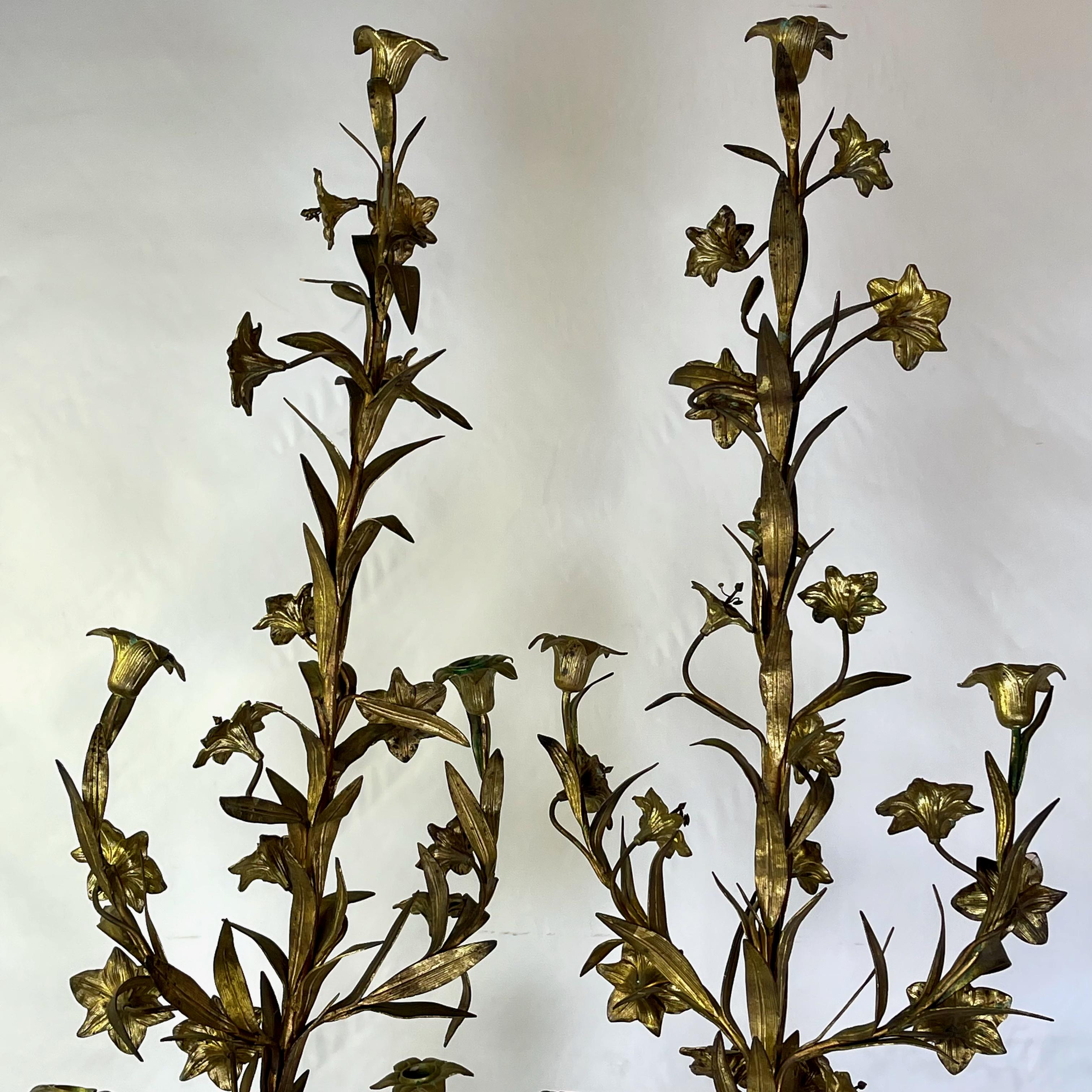 Large 19th Century French Gilt Tole Candelabra 3