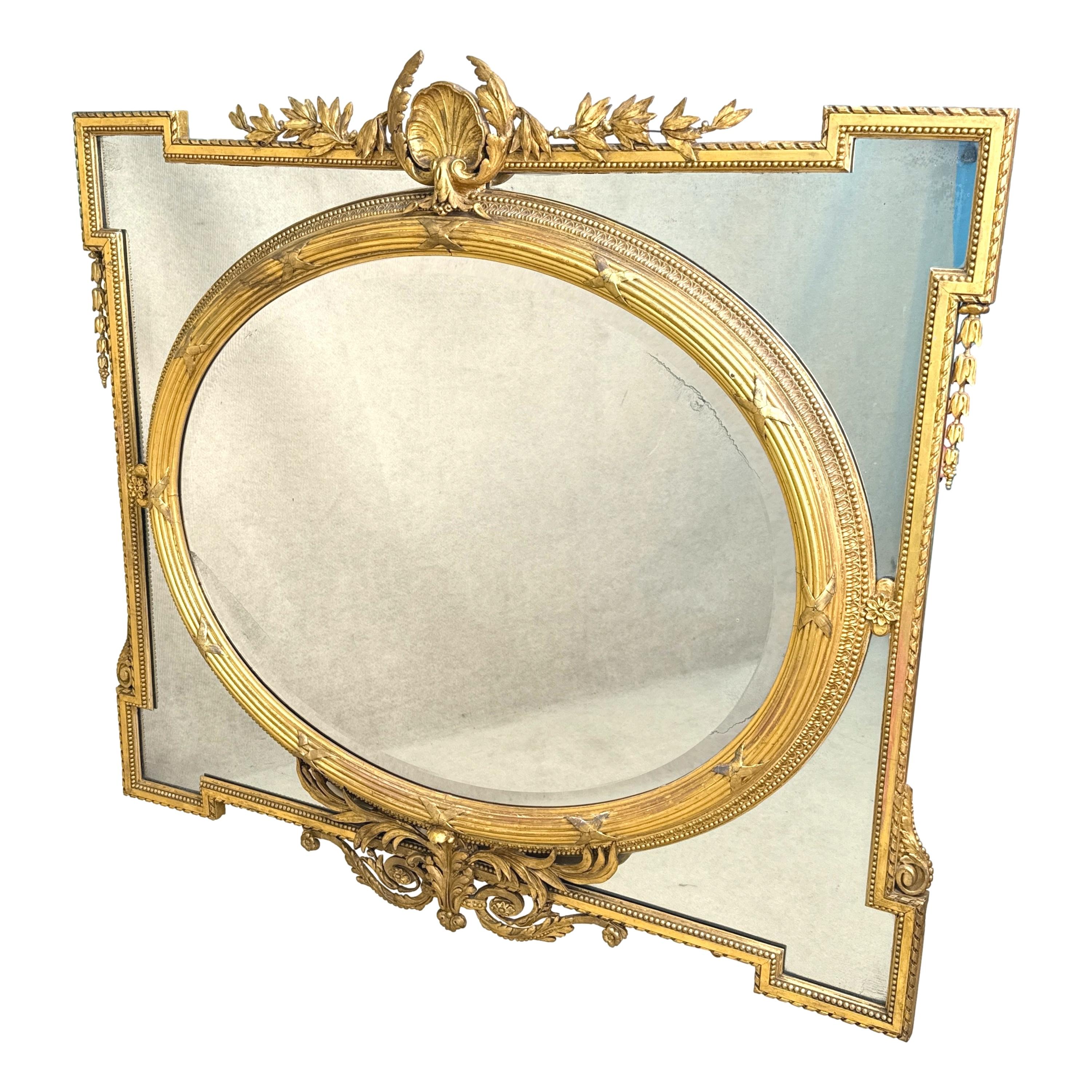Großer französischer Giltwood-Randspiegel des 19. im Angebot 4