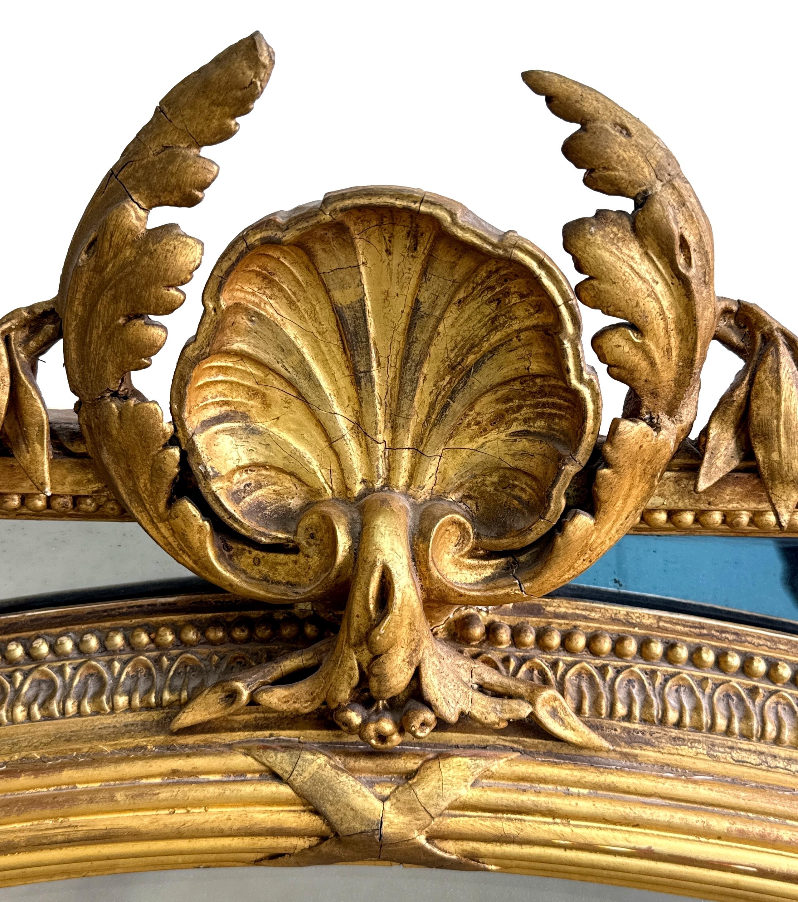 Großer französischer Giltwood-Randspiegel des 19. (Louis XVI.) im Angebot