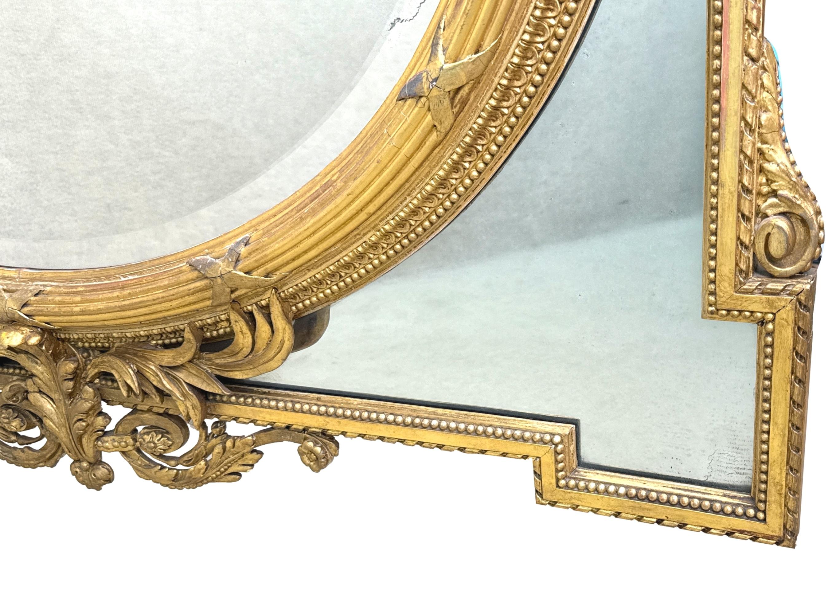 Großer französischer Giltwood-Randspiegel des 19. (Französisch) im Angebot