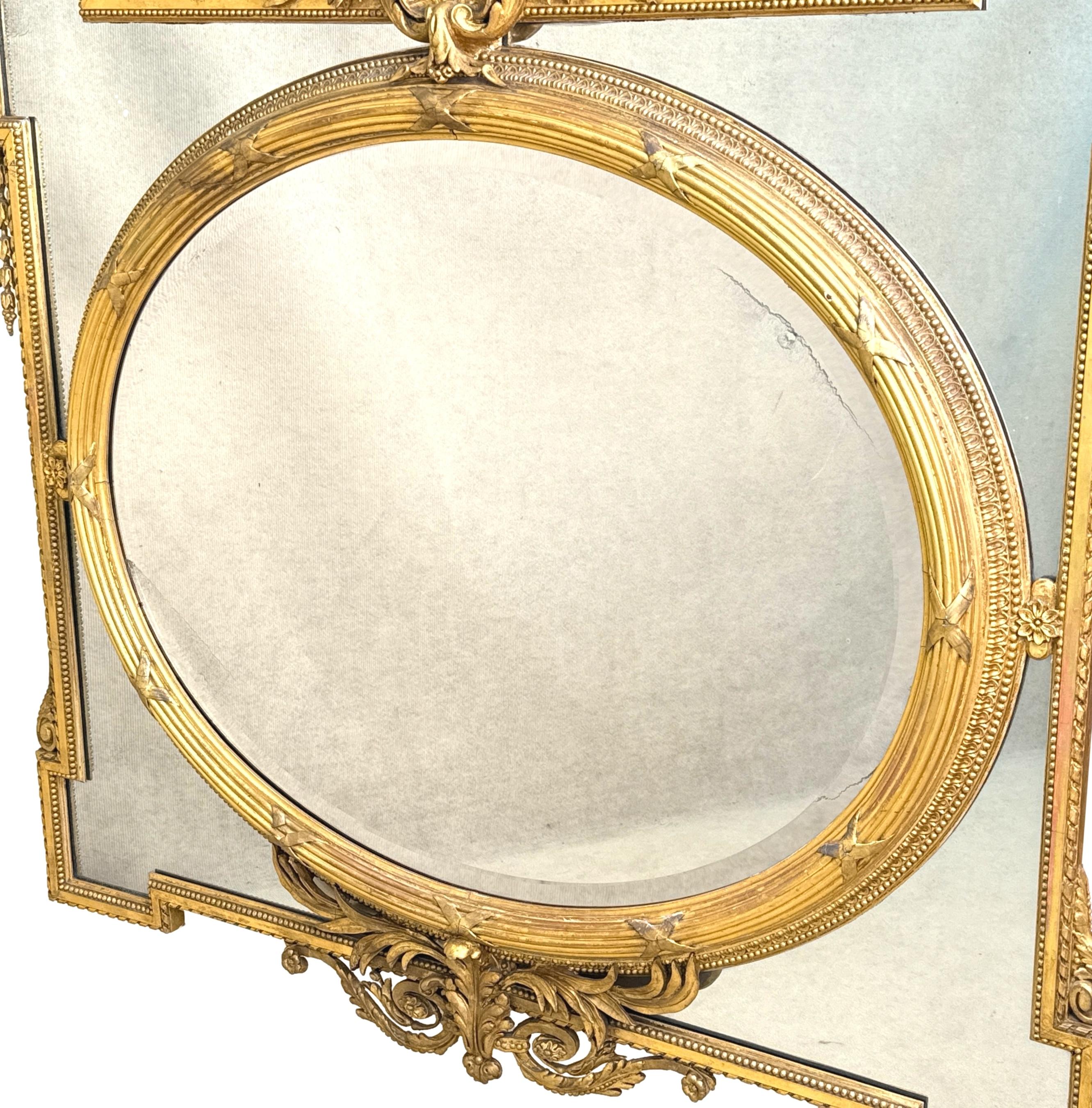 Großer französischer Giltwood-Randspiegel des 19. im Angebot 2