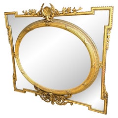 Großer französischer Giltwood-Randspiegel des 19.