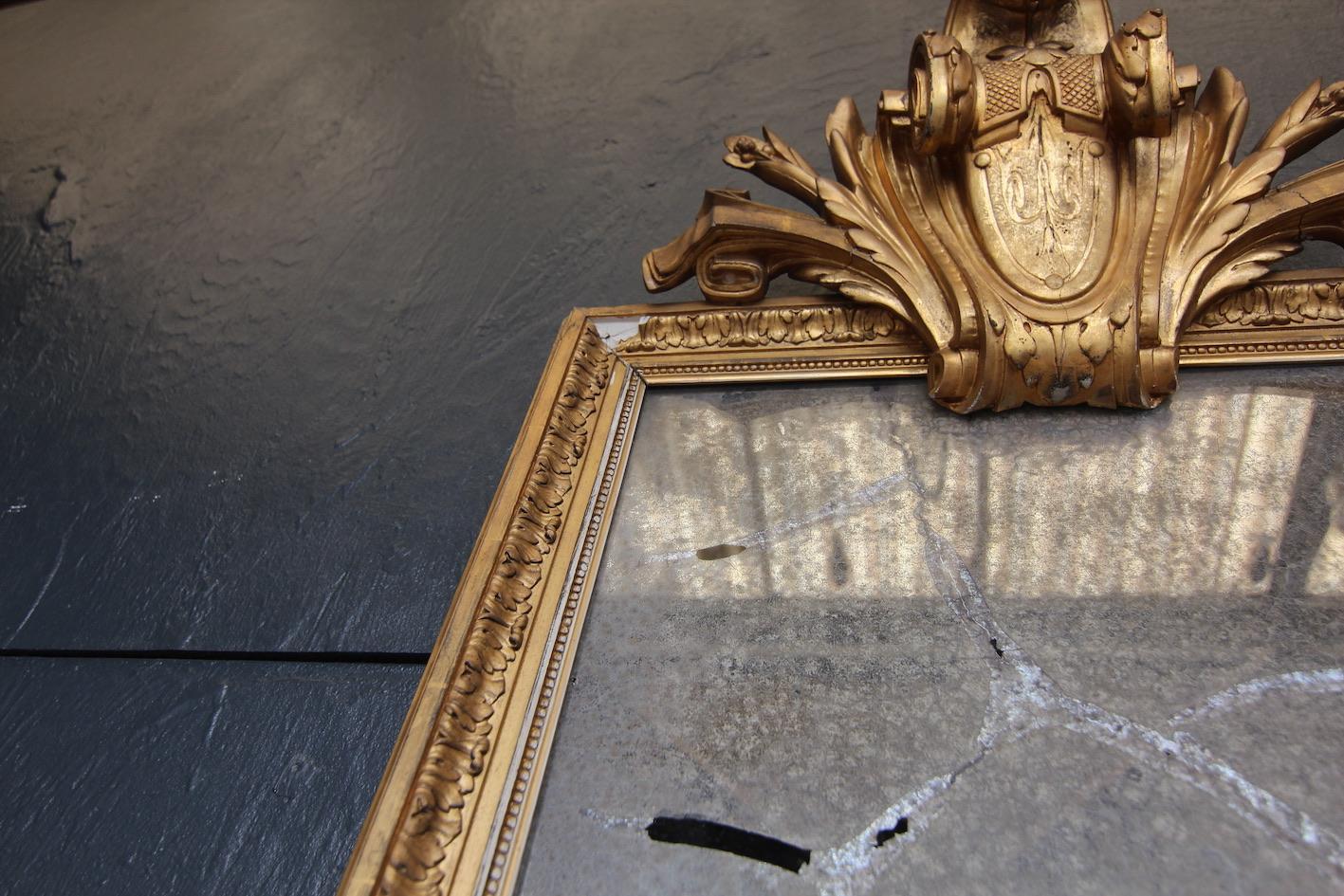 Large 19th Century French Giltwood Mirror For Sale 7