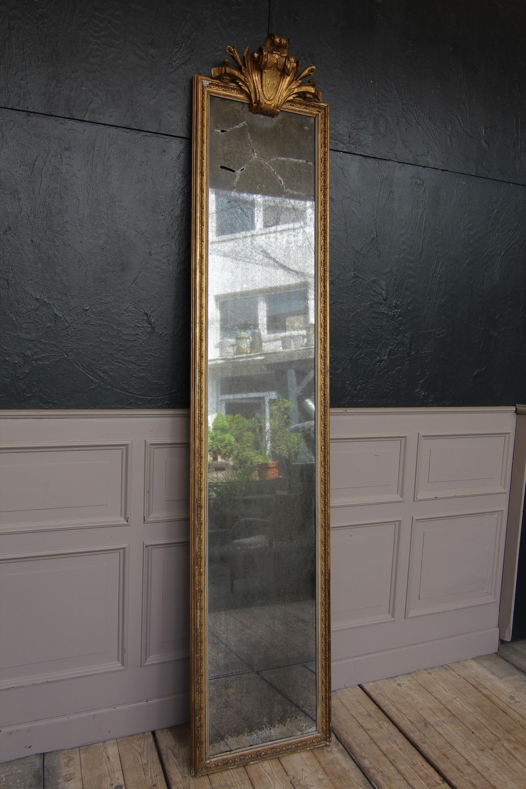 European Large 19th Century French Giltwood Mirror For Sale