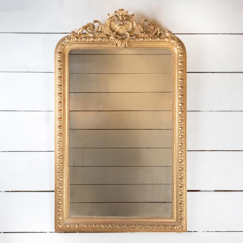 Large 19th century French giltwood mirror H. 164 cm - L. 100 cm For Sale 1
