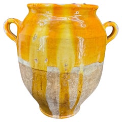 Large 19th Century French Glazed Confit Pot in Yellow