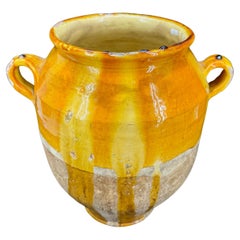 Large 19th Century French Glazed Confit Pot in Yellow