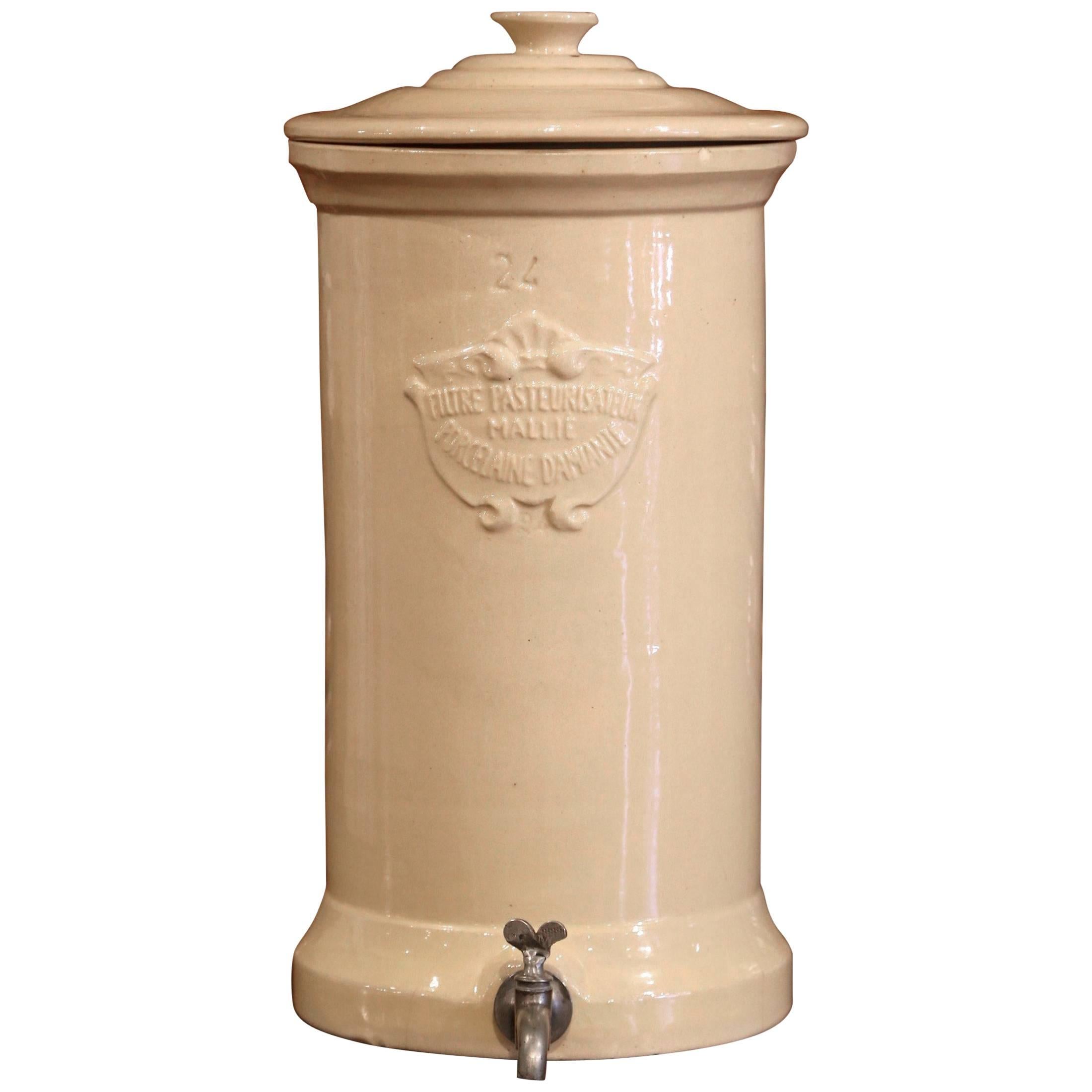 19th Century French Glazed Porcelain Water Filter Pharmacy Display Item For Sale