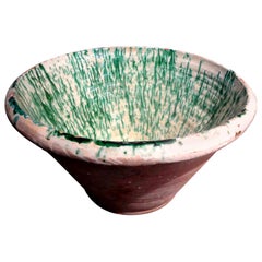 Large 19th Century French Glazed Terracotta Bowl