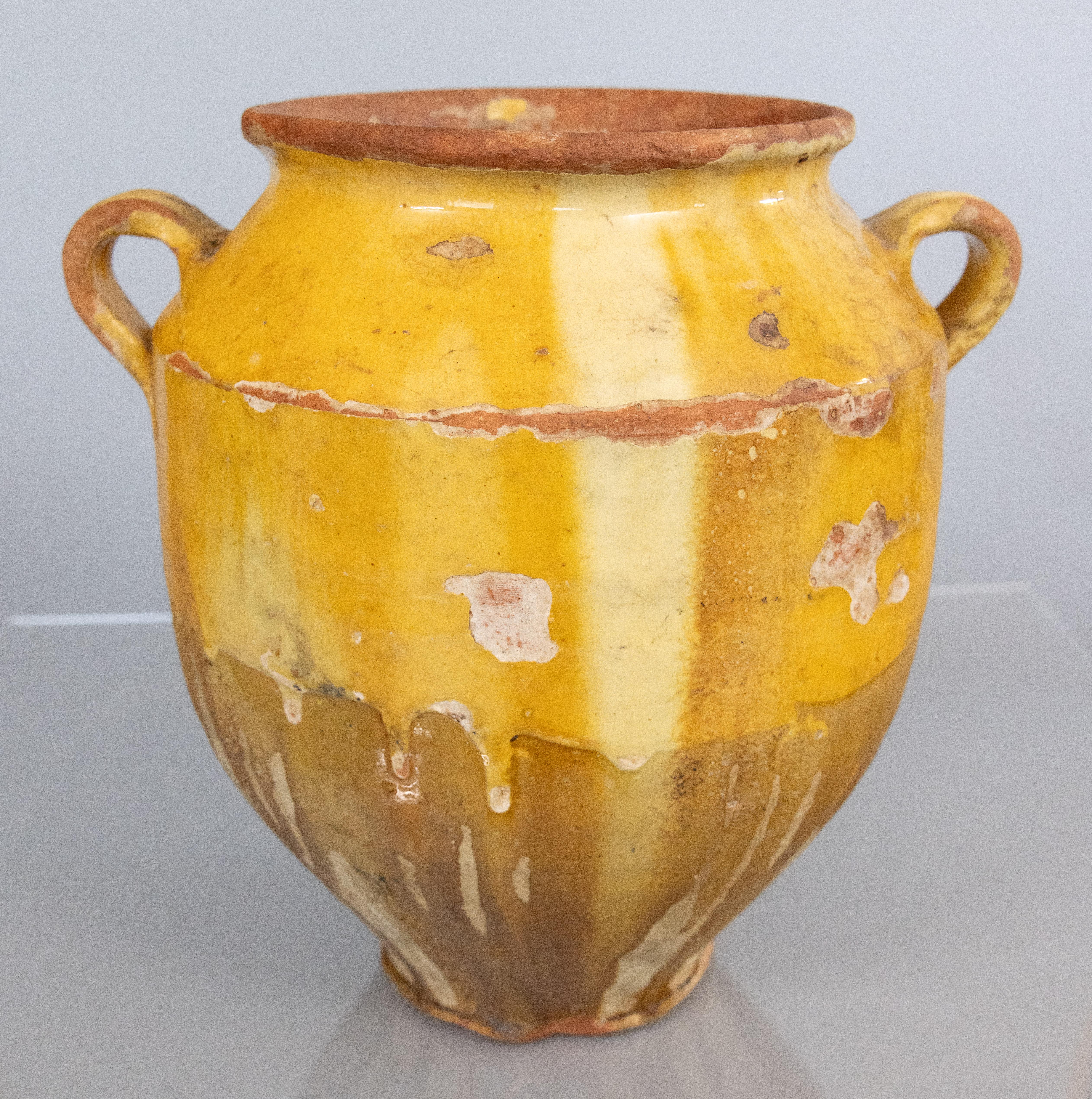 Gran olla de confit amarillo esmaltada francesa del siglo XIX Francés en venta