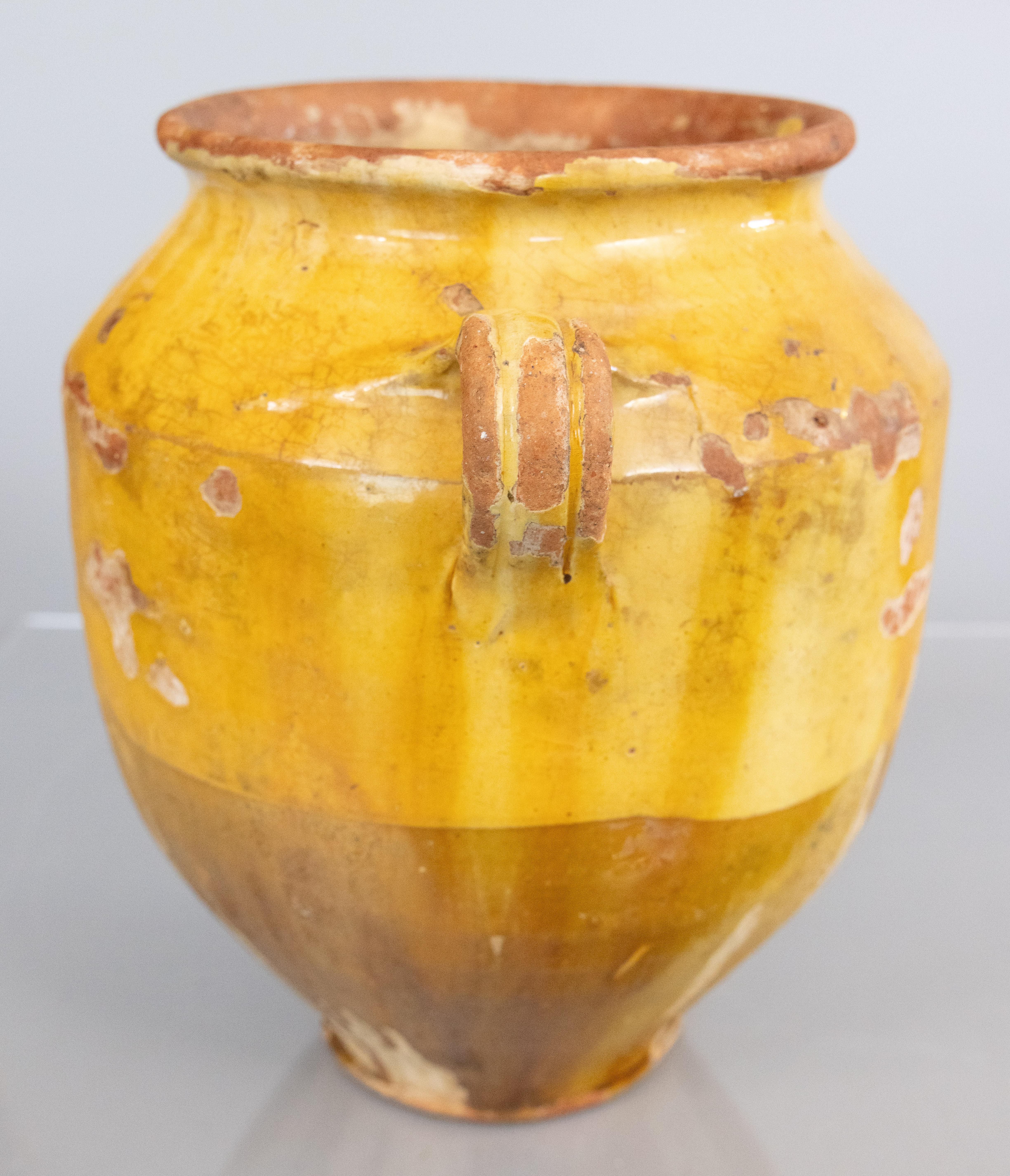 Gran olla de confit amarillo esmaltada francesa del siglo XIX Glaseado en venta