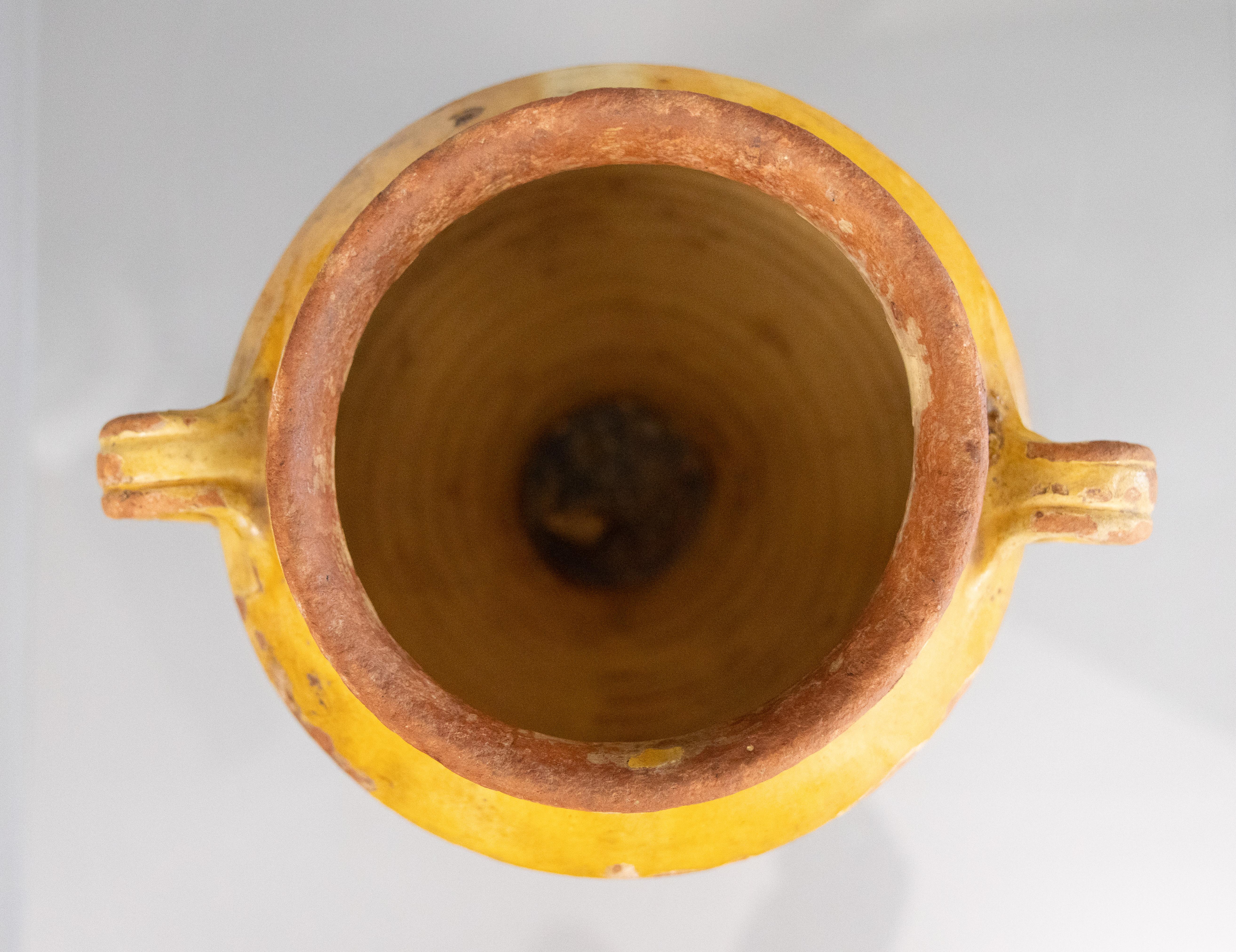 Gran olla de confit amarillo esmaltada francesa del siglo XIX en Bueno estado para la venta en Pearland, TX