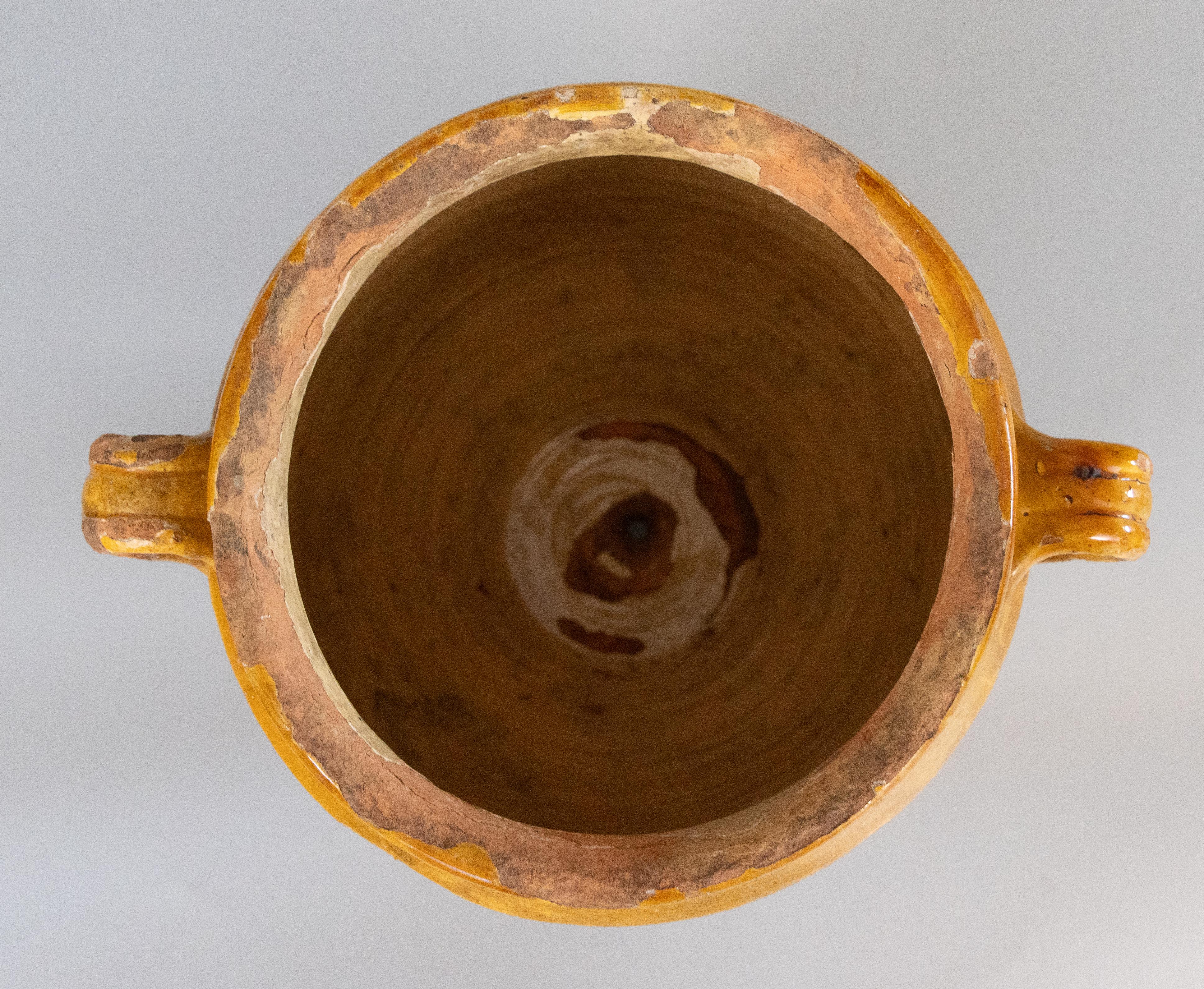 Large 19th Century French Glazed Yellow Confit Pot 1