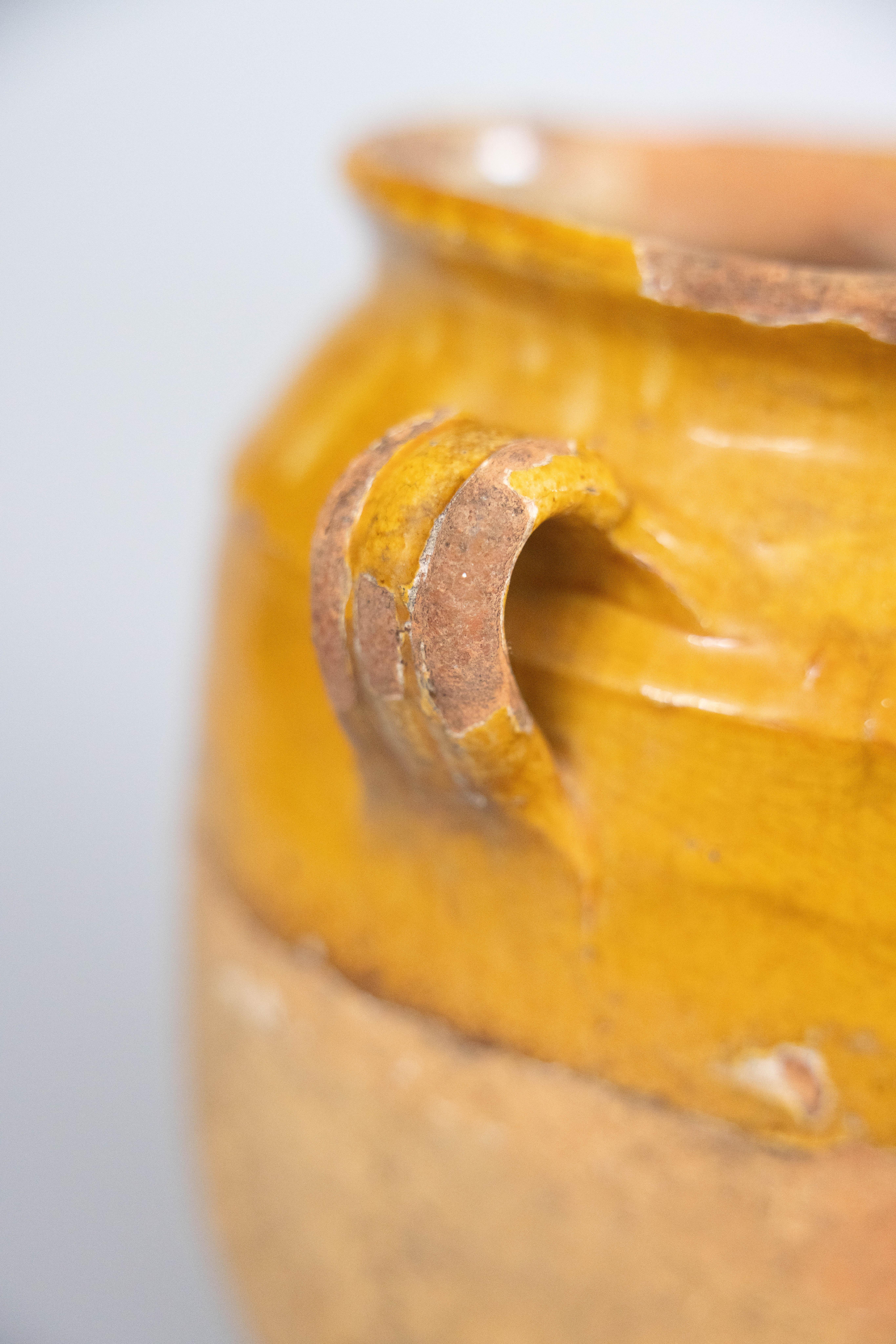 Large 19th Century French Glazed Yellow Confit Pot 2