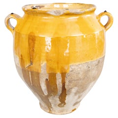 Large 19th Century French Glazed Yellow Confit Pot