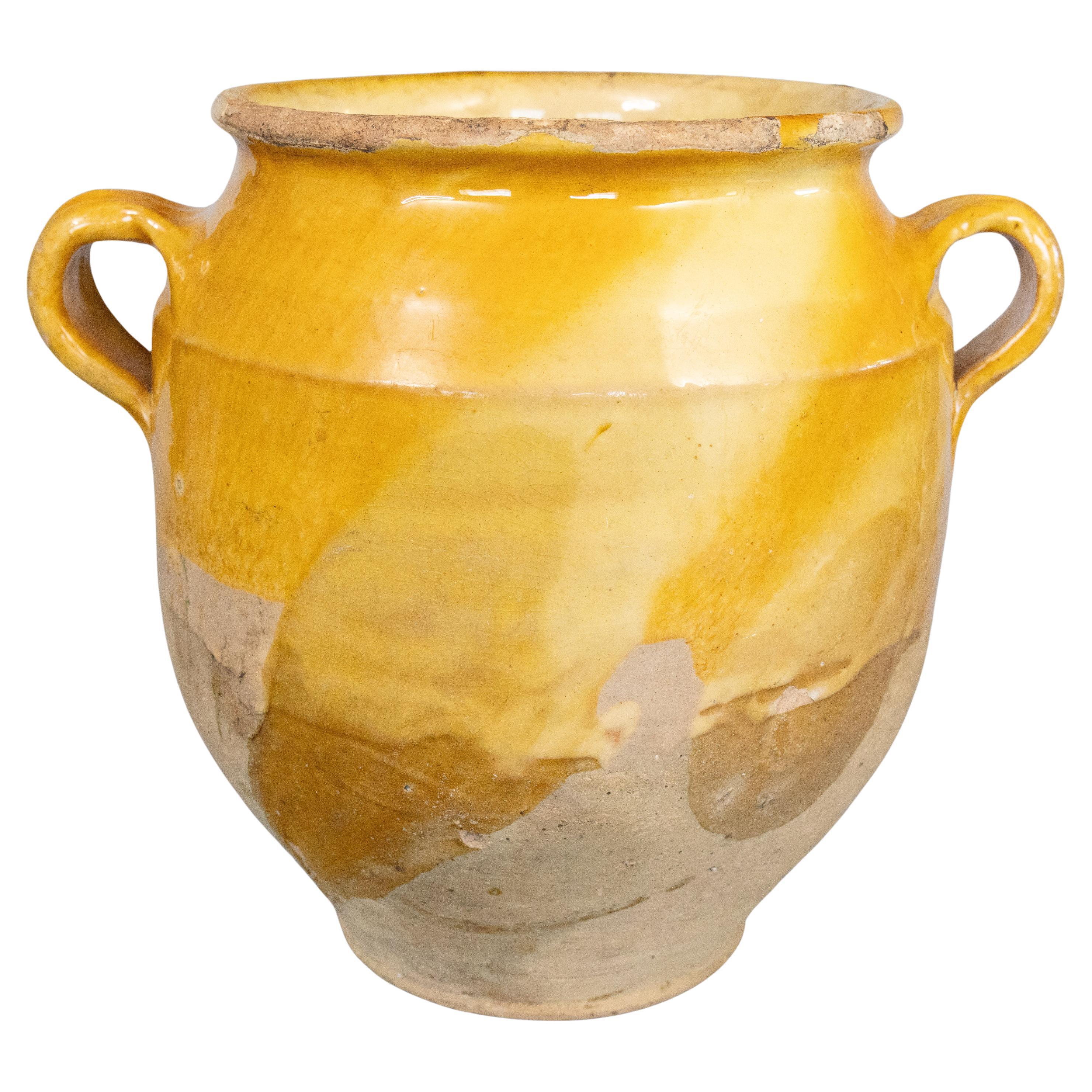 Large 19th Century French Glazed Yellow Confit Pot
