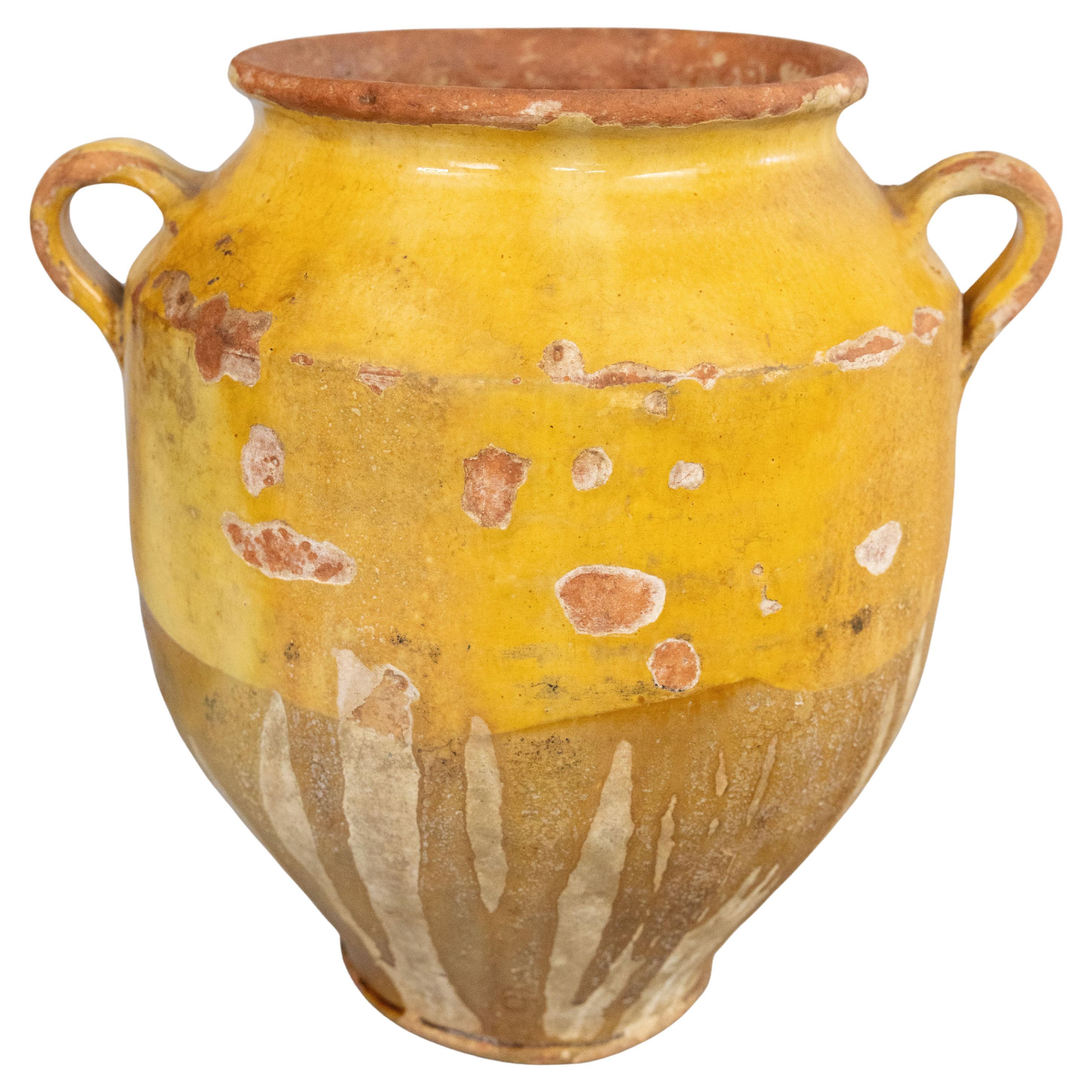 Large 19th Century French Glazed Yellow Confit Pot