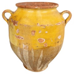 Large 19th Century French Glazed Yellow Confit Pot