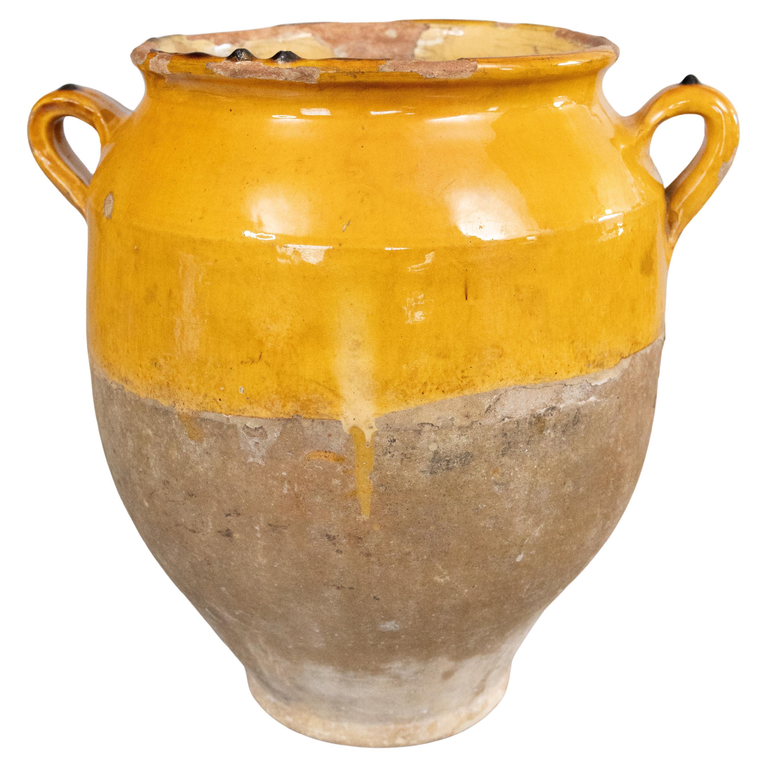 Large 19th Century French Glazed Yellow Confit Pot