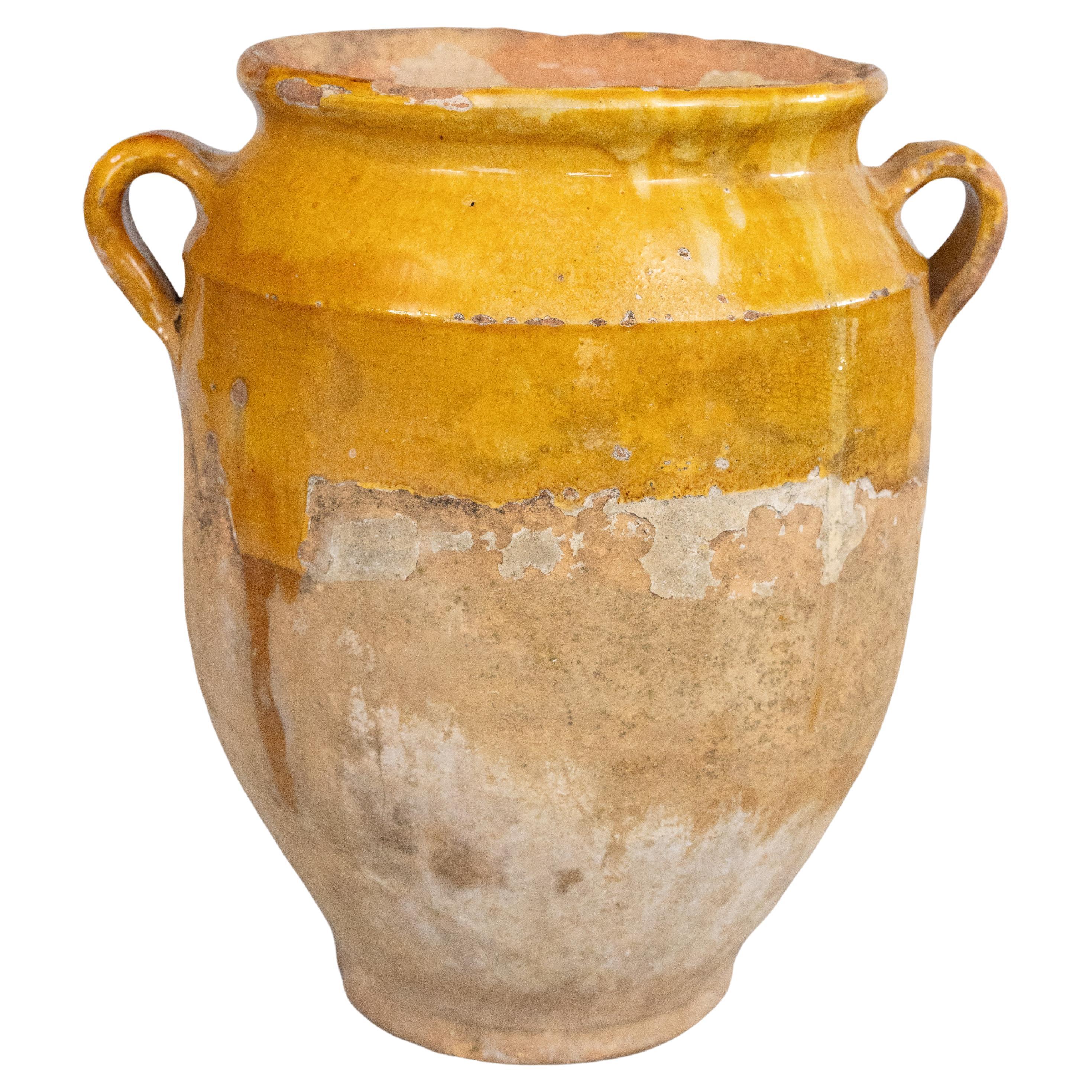 Large 19th Century French Glazed Yellow Confit Pot