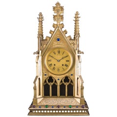 Large 19th Century French Gothic Revival Mantel Clock
