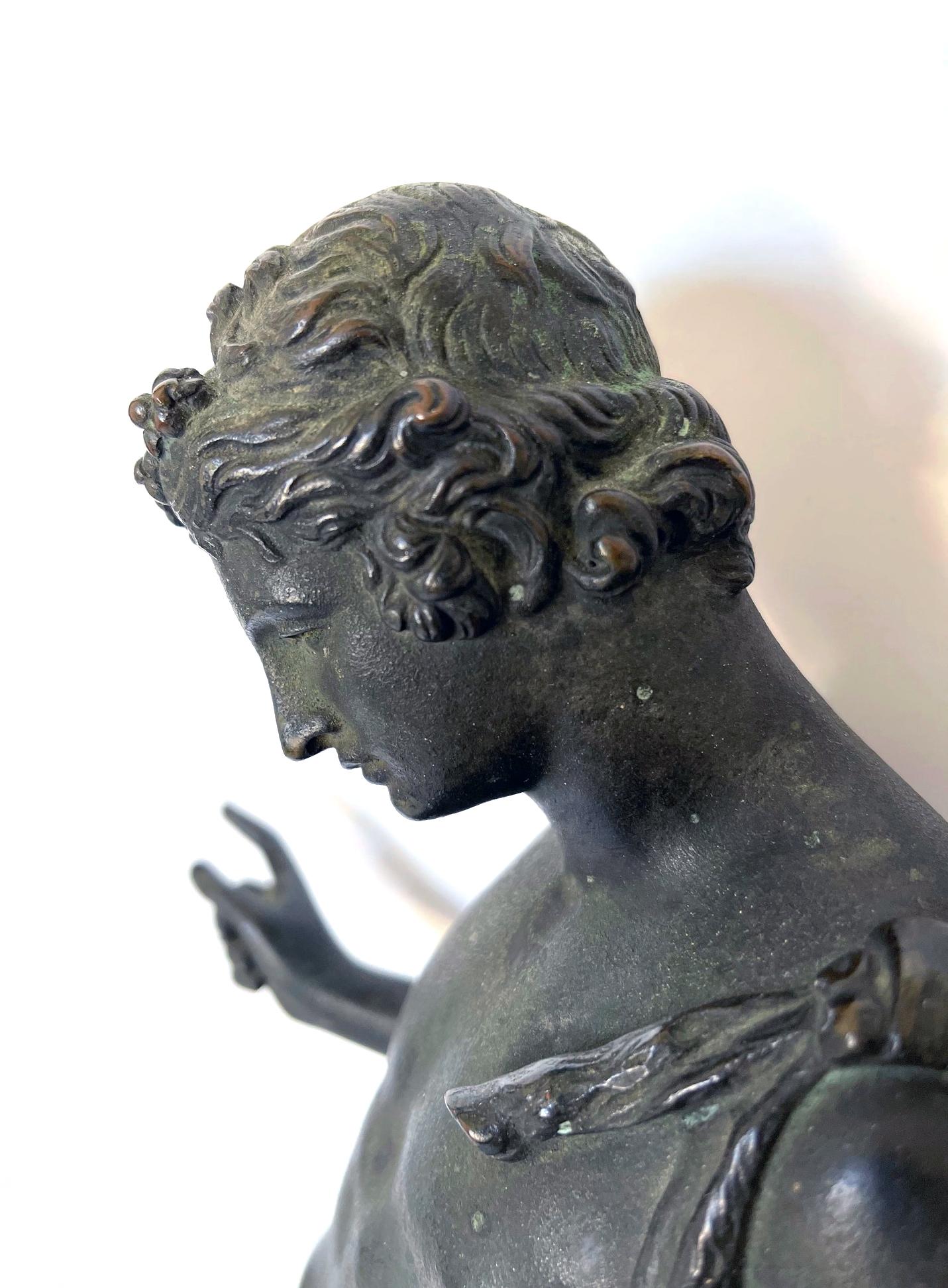 Large 19th Century French Grand Tour Bronze Figure of Narcissus In Good Condition For Sale In San Francisco, CA