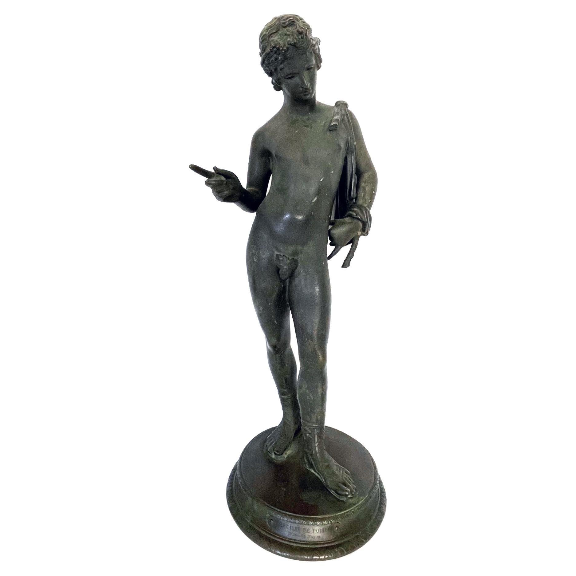 Grande figurine de Narcisse en bronze du 19ème siècle du Grand Tour français