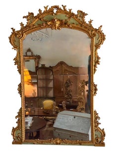 Large 19th Century French green-painted and giltwood mirror