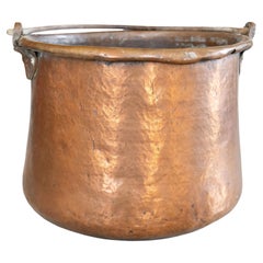 Used Large 19th Century French Hammered Copper Cauldron Pot
