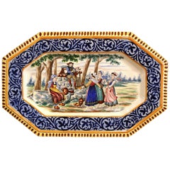 Large 19th Century French Hand-Painted Ceramic Platter from Henriot Quimper