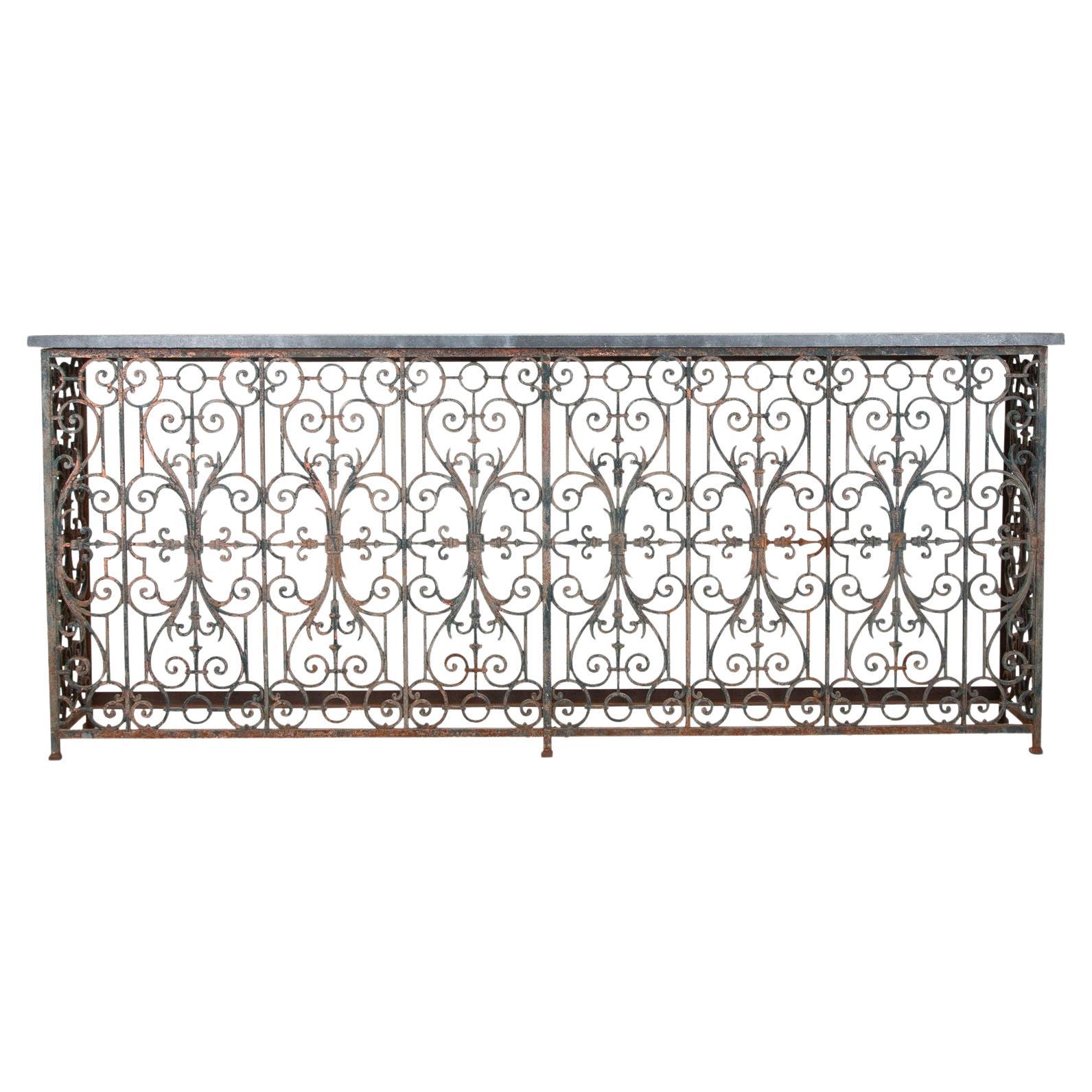 Large 19th Century French Iron Balcony Console For Sale