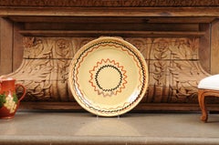 Large 19th Century French Jaspe Deep Plate with Brown and Rust Glaze