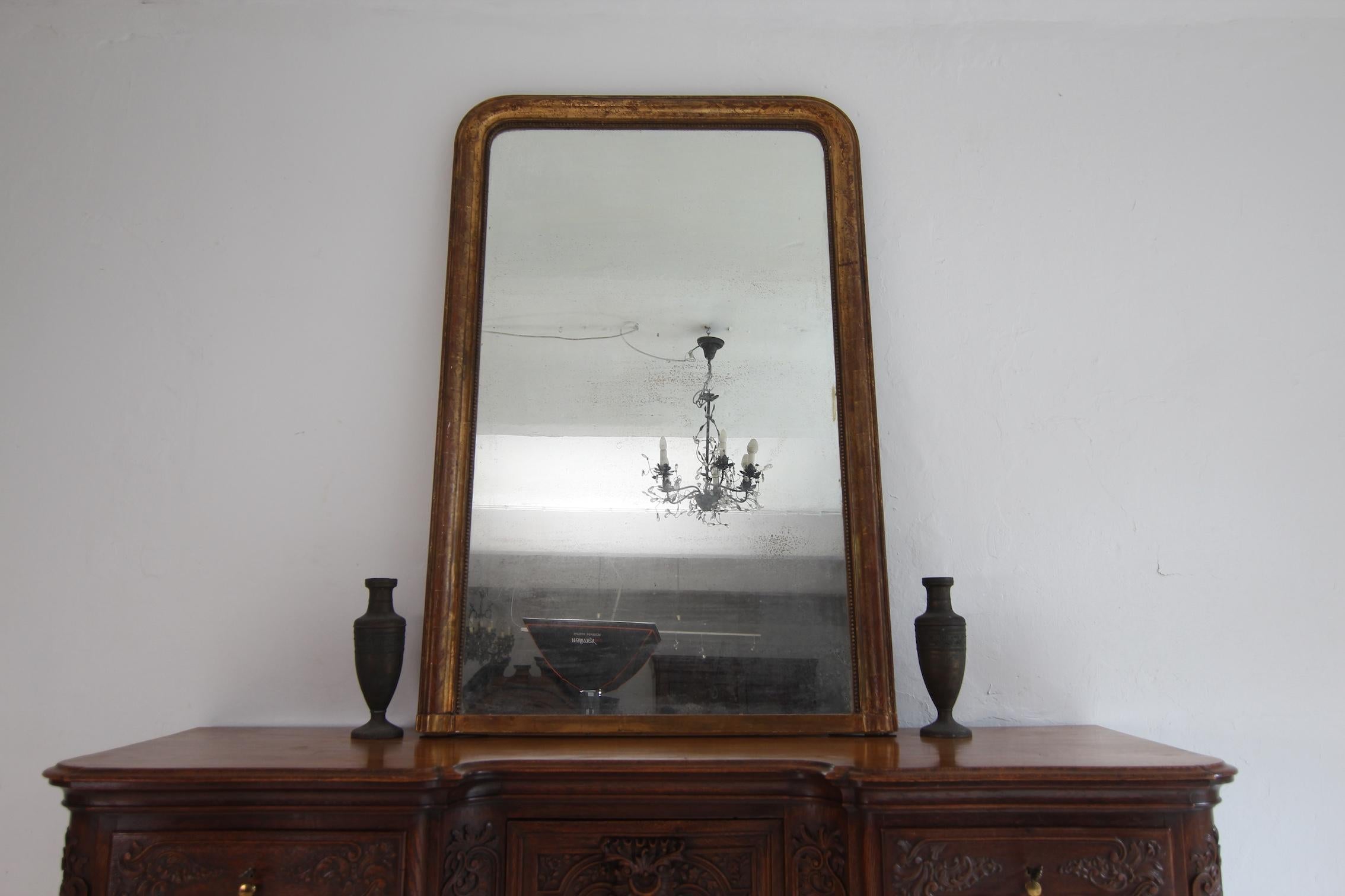 Gesso Large 19th Century French Louis Philippe Mirror For Sale