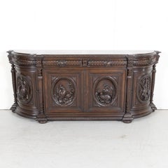 Large 19th Century French Louis XIII Style Oak Demilune Hunt Enfilade Buffet