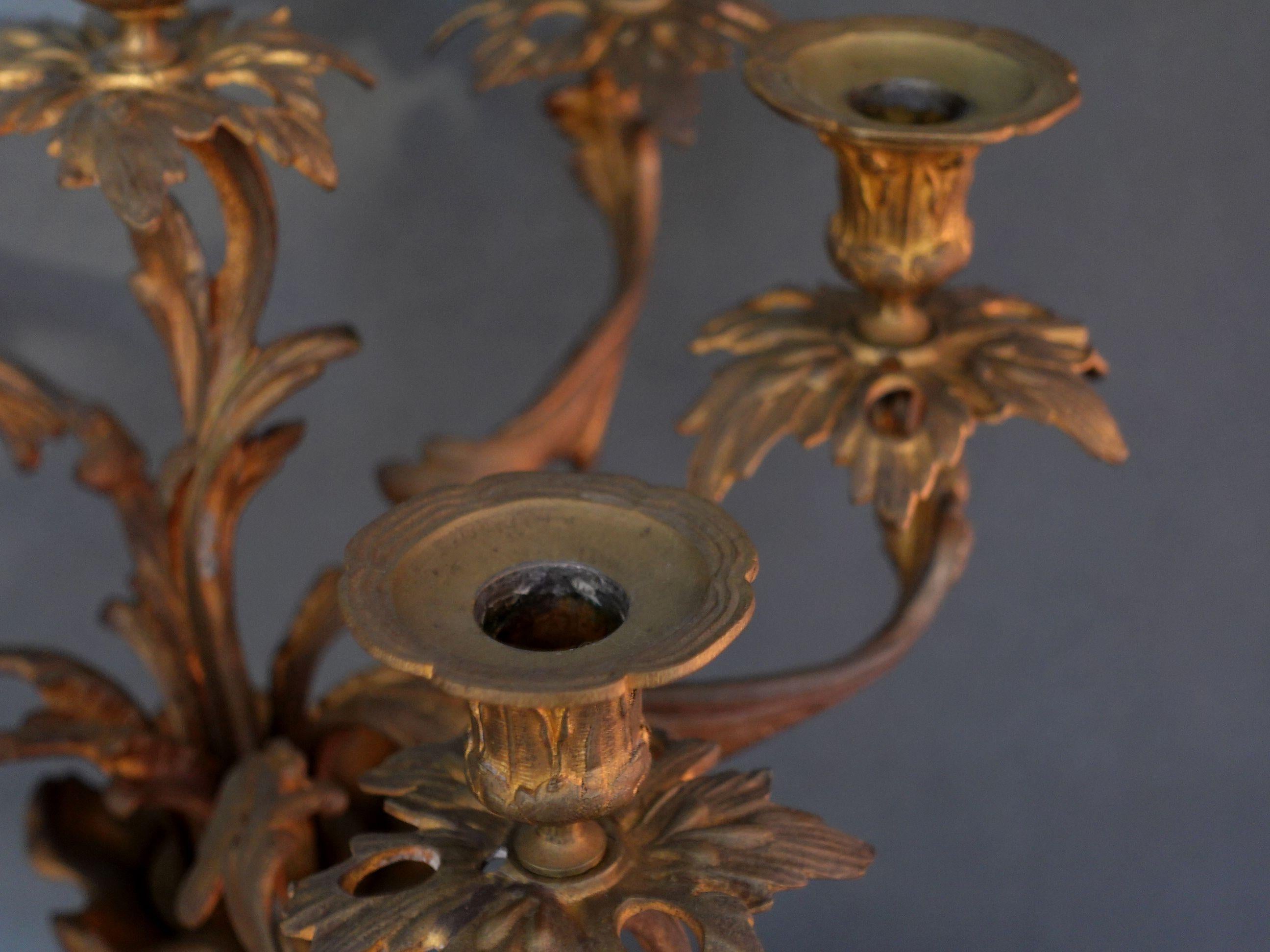 Large 19th Century French Louis XV Bronze Candelabras with seating Putti For Sale 2