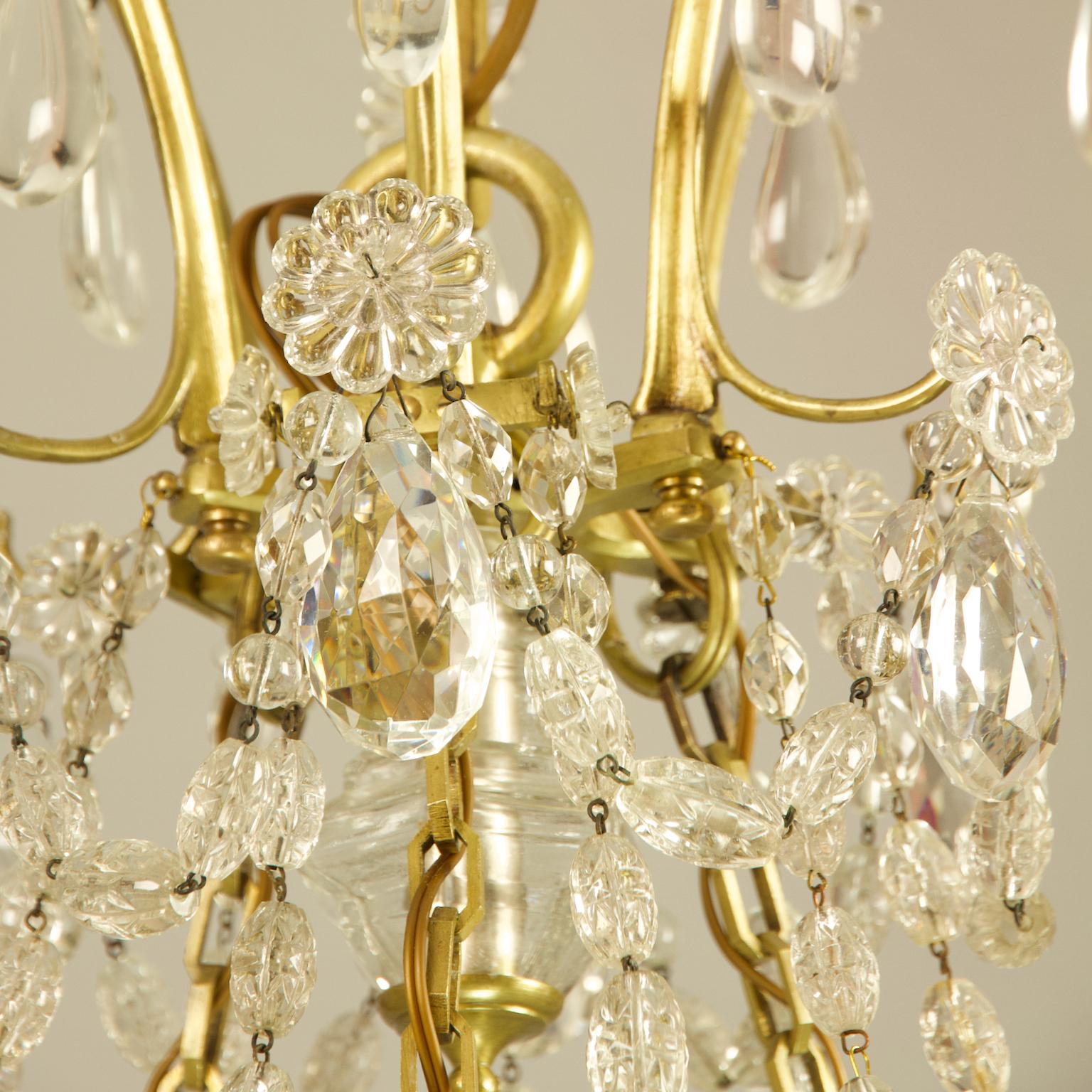Large French Louis XV Bronze Crystal Chandelier Attributed to Maison Baguès 6