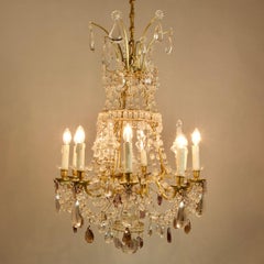 Large French Louis XV Bronze Crystal Chandelier Attributed to Maison Baguès