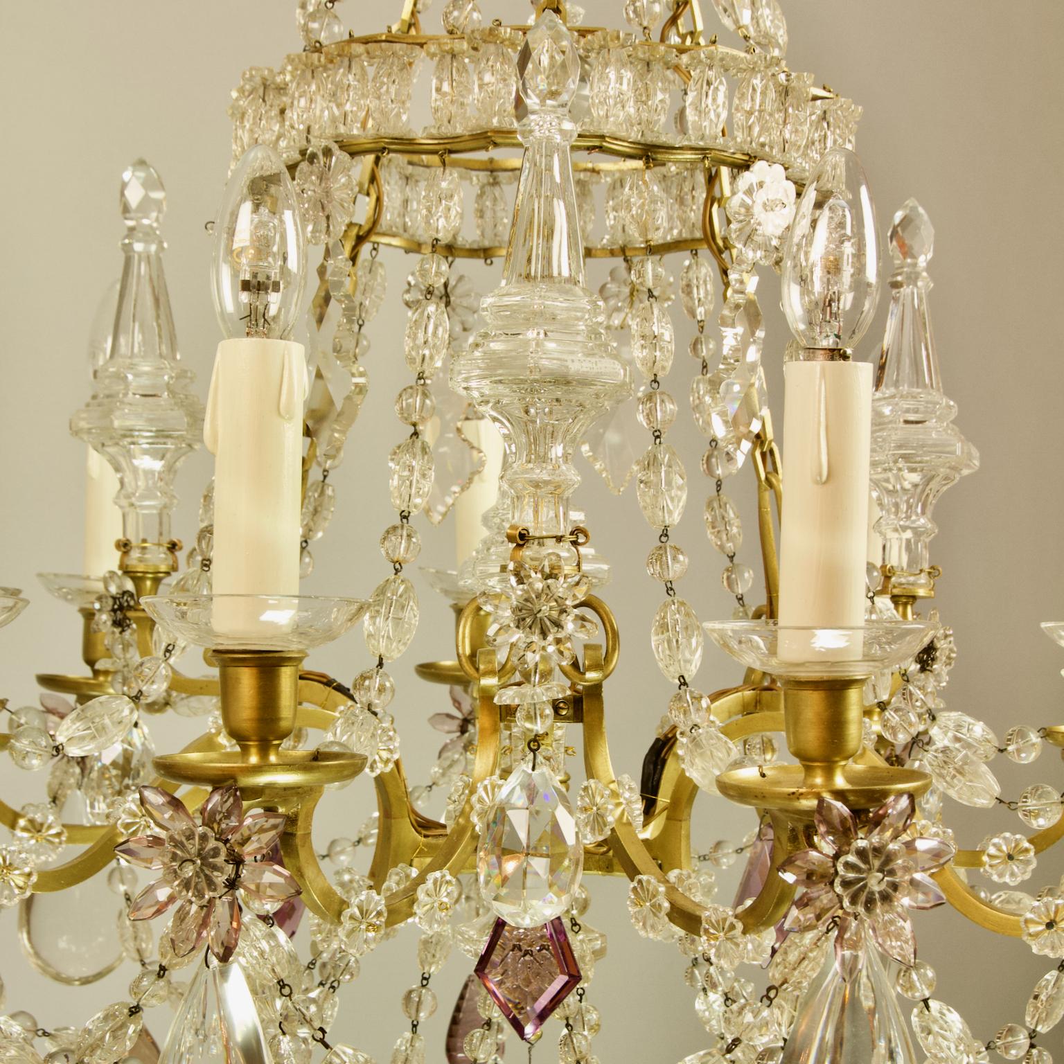 Large French Louis XV Bronze Crystal Chandelier Attributed to Maison Baguès In Good Condition In Berlin, DE