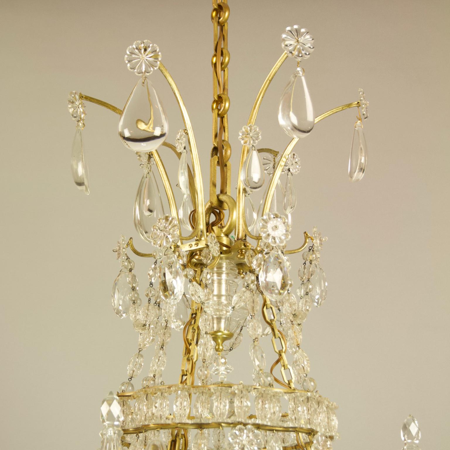 20th Century Large French Louis XV Bronze Crystal Chandelier Attributed to Maison Baguès