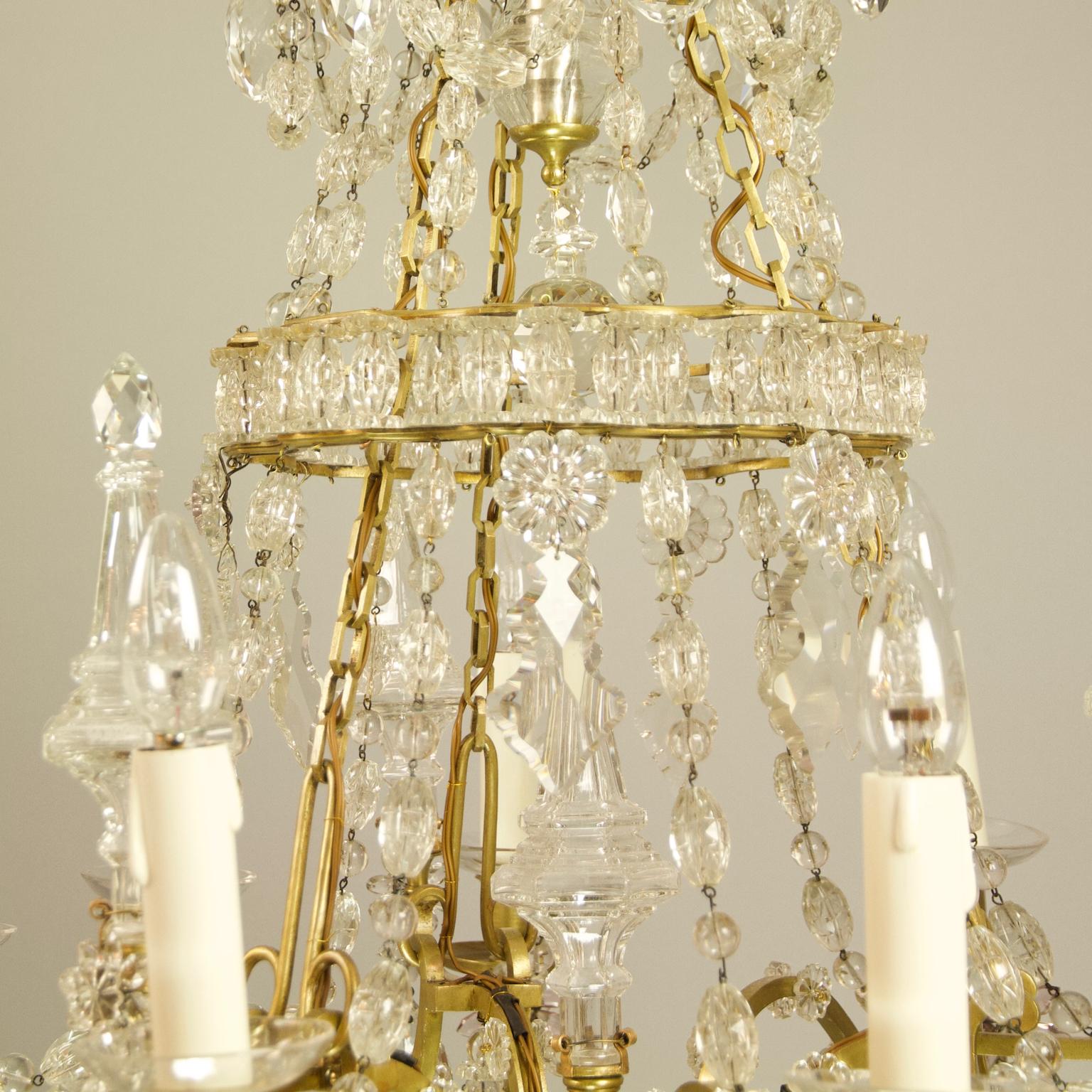 Large French Louis XV Bronze Crystal Chandelier Attributed to Maison Baguès 1