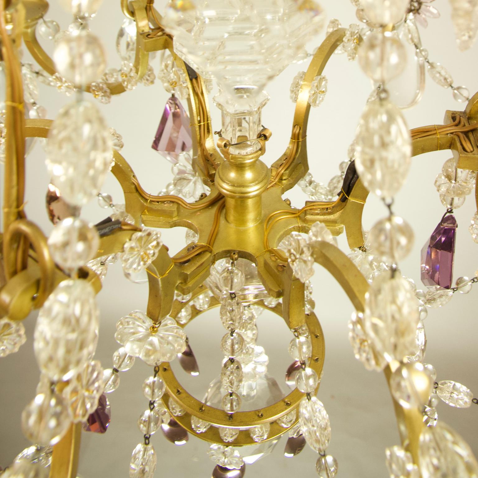Large French Louis XV Bronze Crystal Chandelier Attributed to Maison Baguès 3