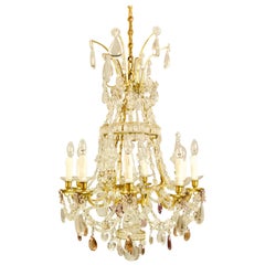 Antique Large French Louis XV Bronze Crystal Chandelier Attributed to Maison Baguès