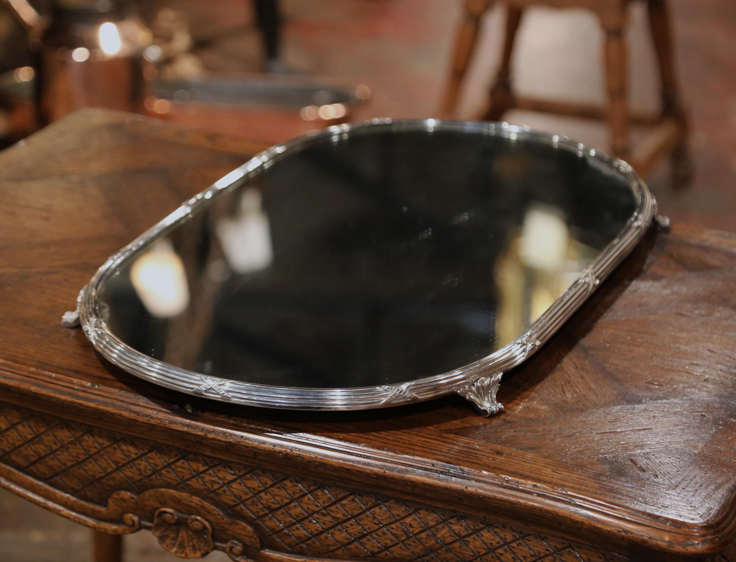 Large 19th Century French Louis XV Silver Plated and Mirrored Table Plateau 3