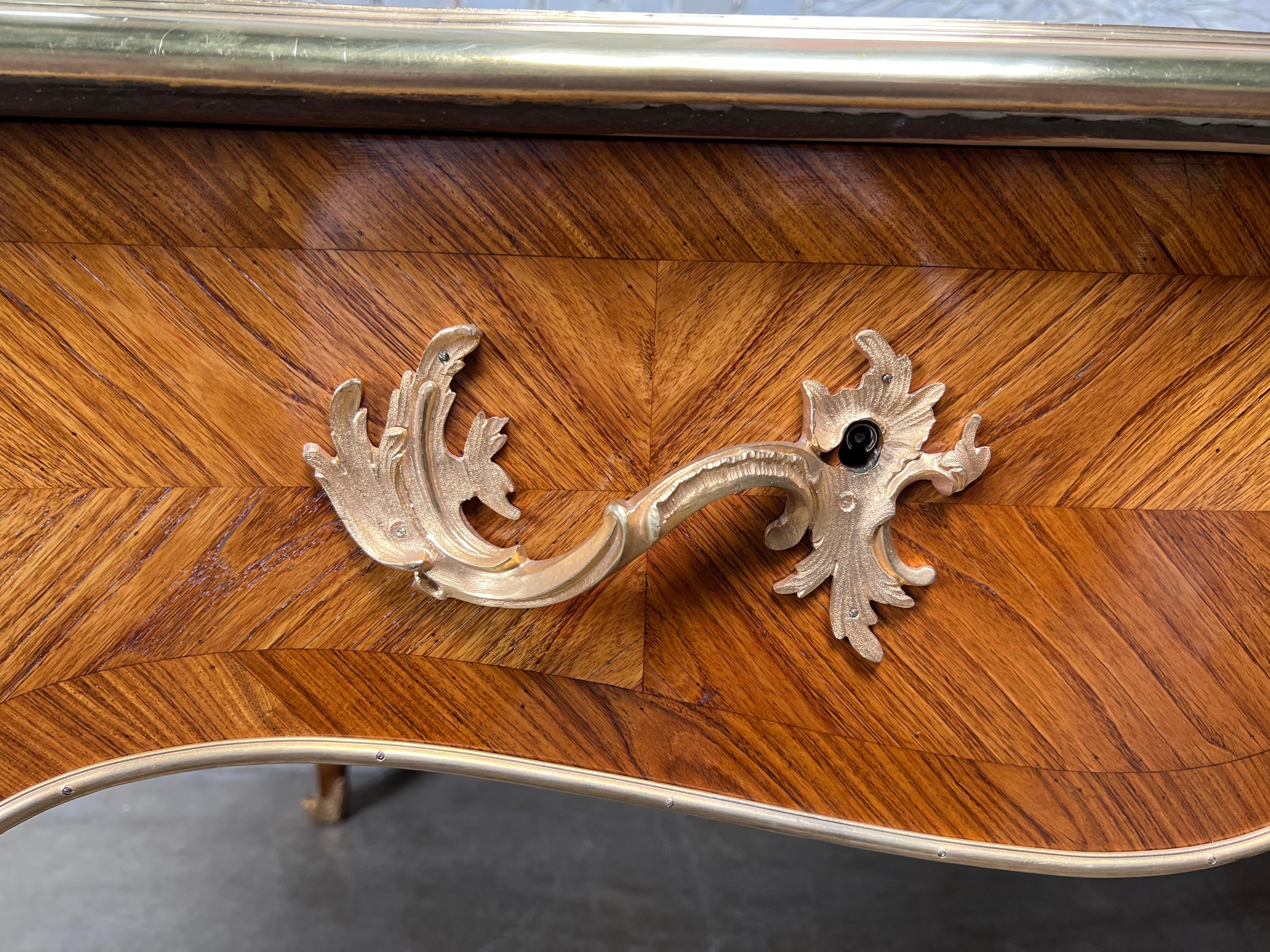 Cast Large 19th Century French Louis XV Style Bureau Plat Partners Desk For Sale