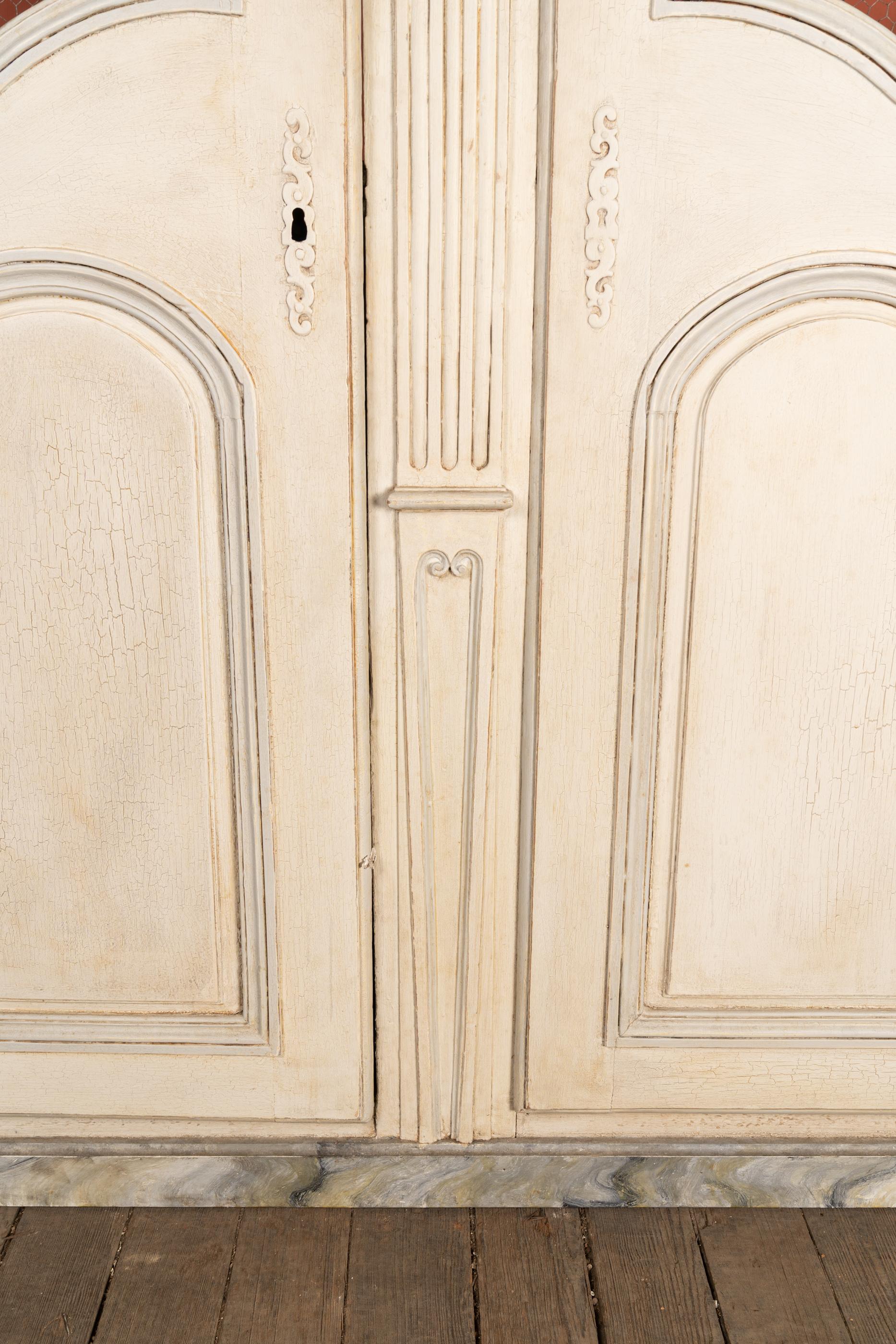 Large 19th Century French Louis XVI Carved & Painted Two Door Bookcase For Sale 2