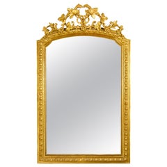 Grande specchio da parete in legno dorato francese Luigi XVI Napoleone III del XIX secolo