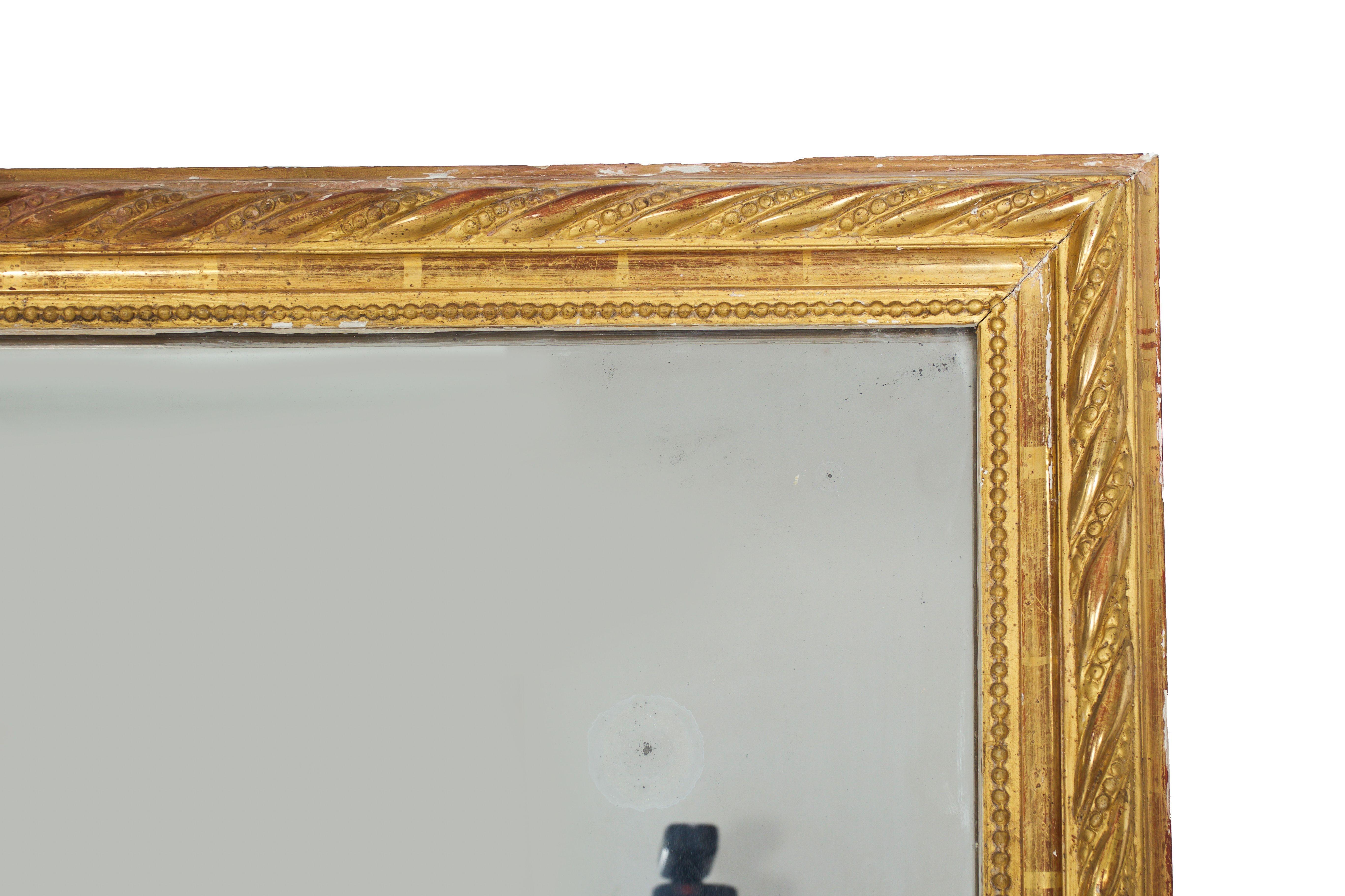 Large 19th Century French Louis XVI Style Antique Giltwood Pier Mirror 12