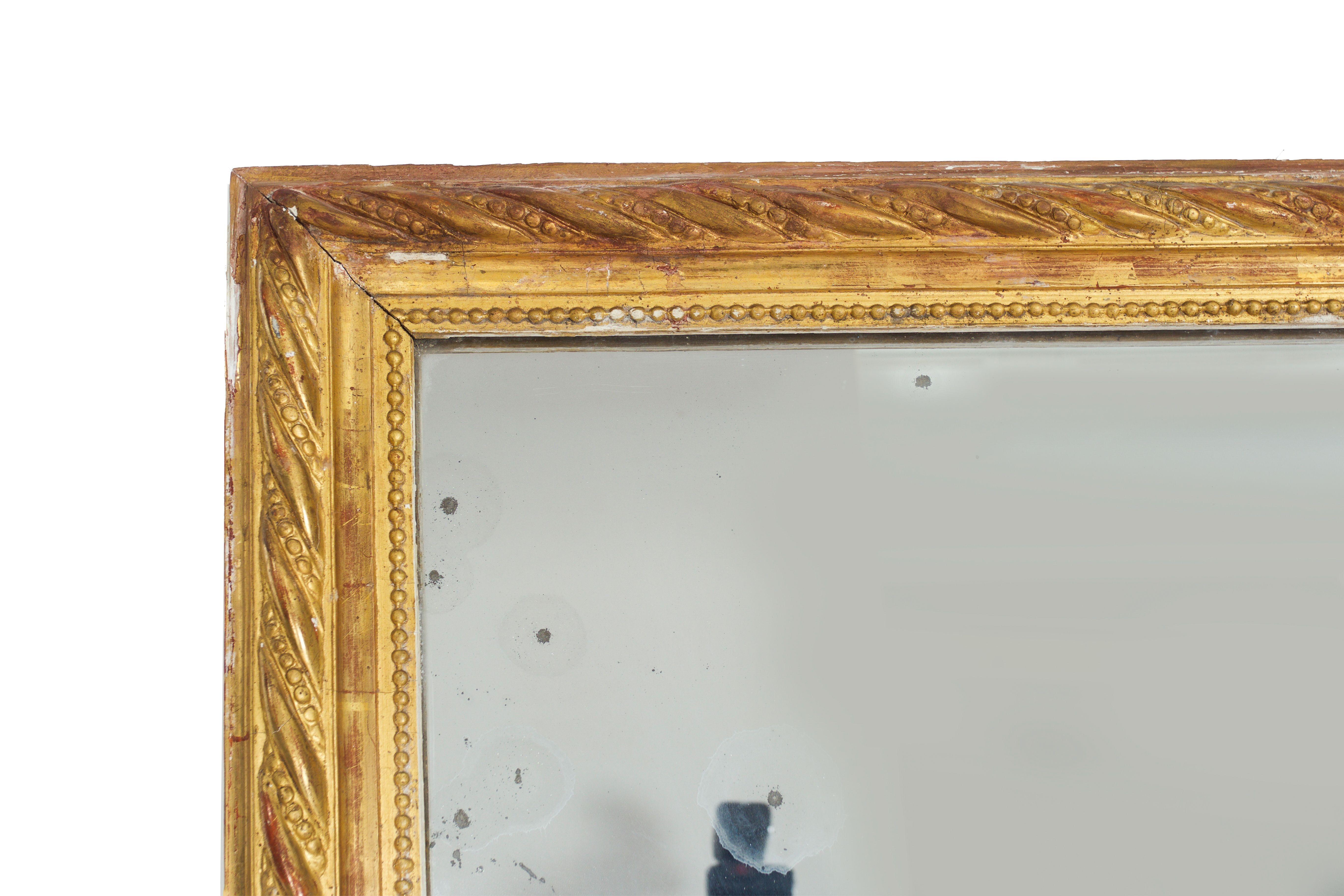 Large 19th Century French Louis XVI Style Antique Giltwood Pier Mirror 13