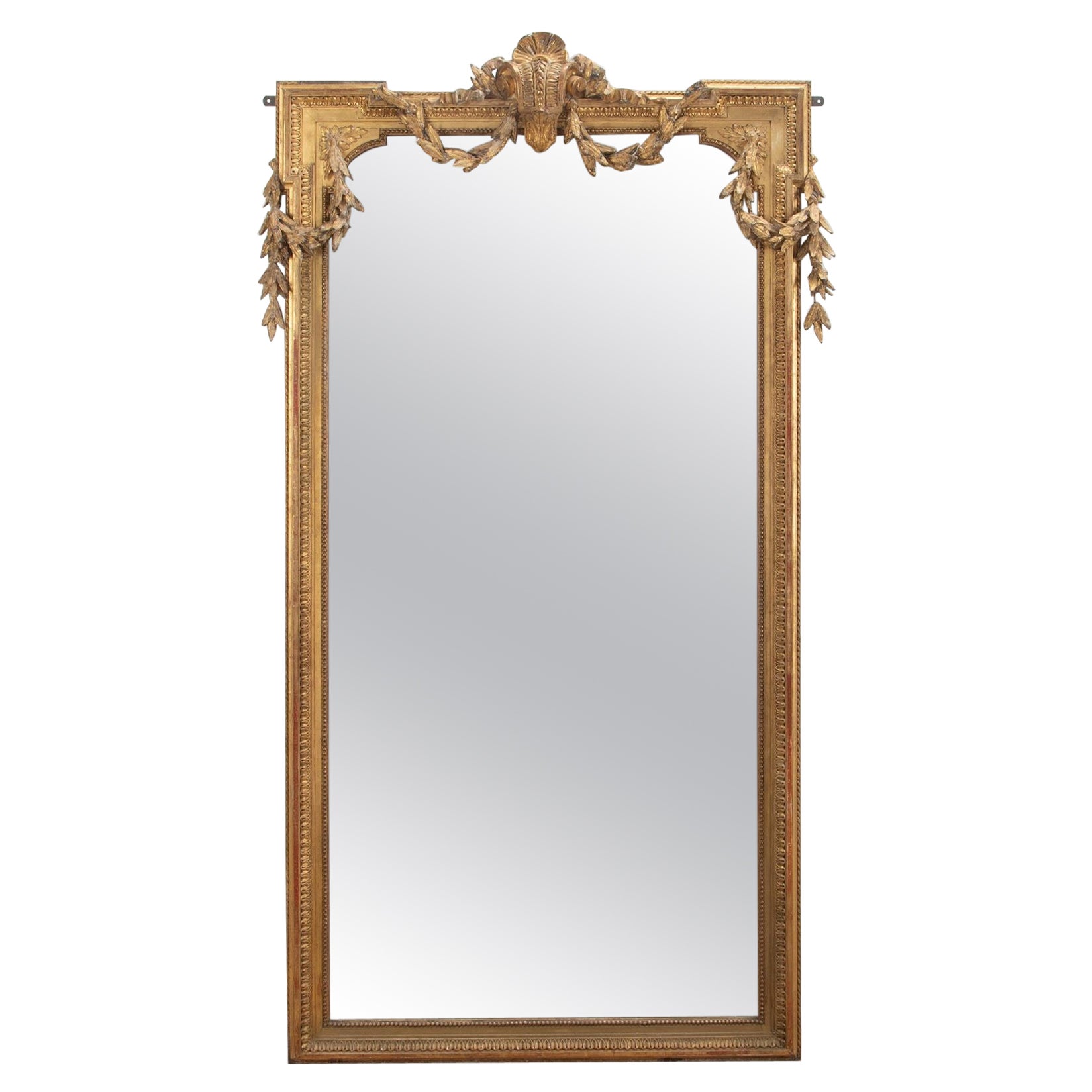 Large 19th Century French Louis XVI Style Gilt Mirror